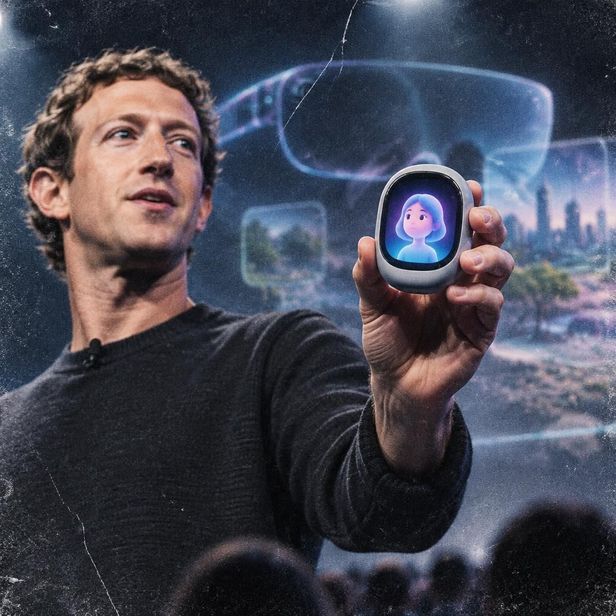 Muse Charm, a pocket-sized device with an animated AI avatar on its screen.